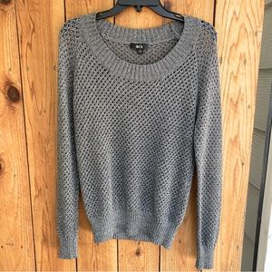BCX Mesh Gray Sparkly Sweater EUC